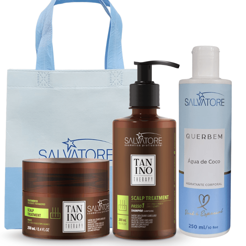 Kit Salvatore Tanino Scalp + Creme Corpo Agua de Coco + Bag