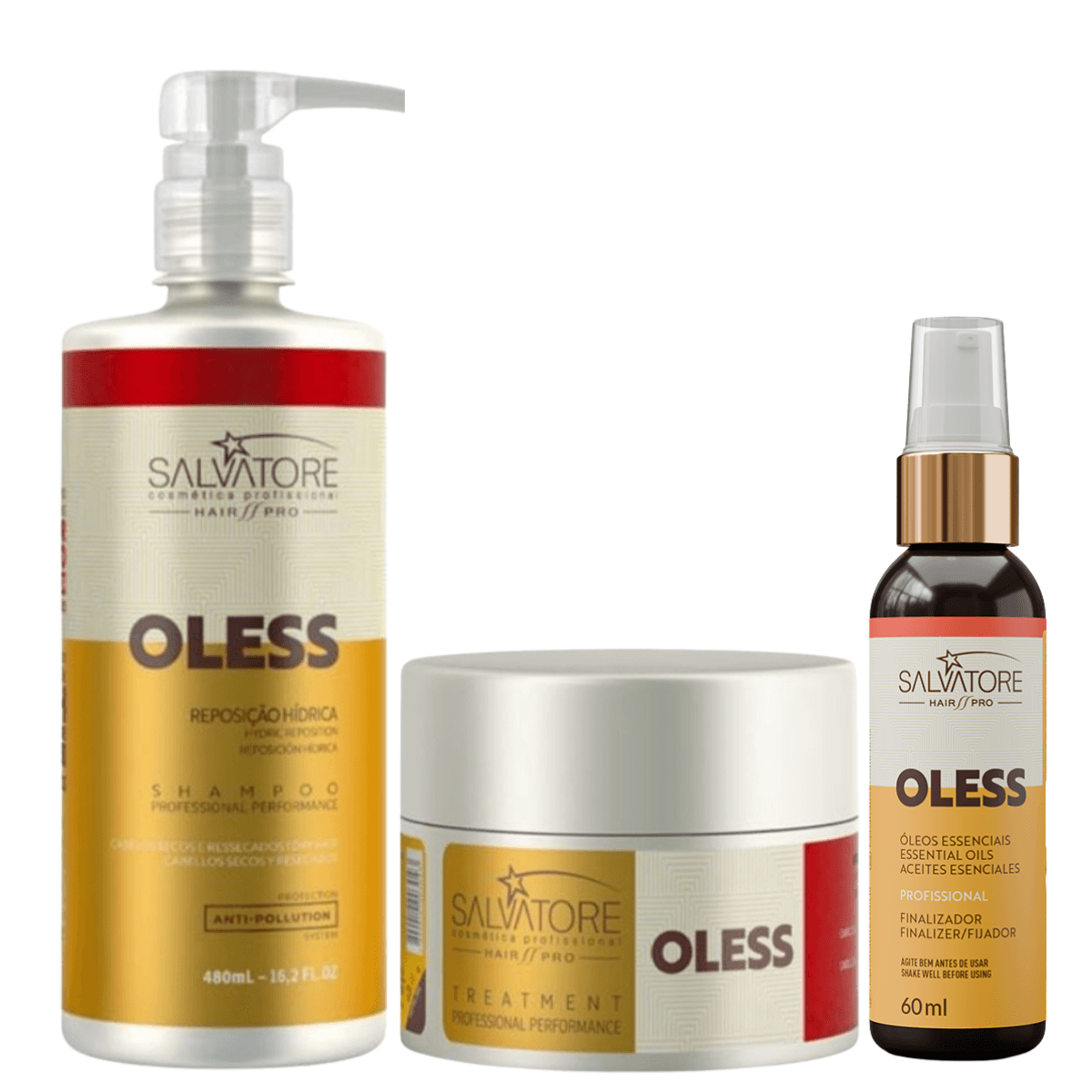 Kit Salvatore Oless Sh 480ml + Cond 250ml + Óleo Oless 60ml